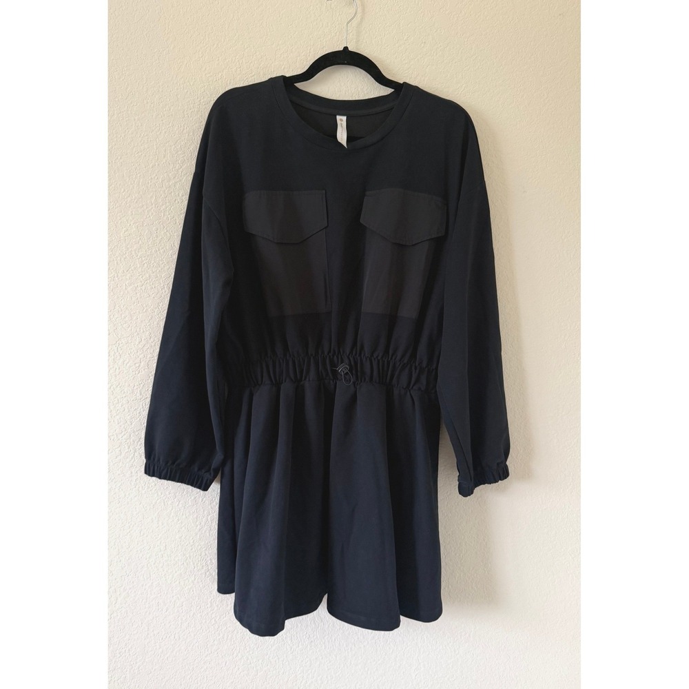 Daily Practice Anthropologie Utility Patch-Pocket Black Mini Dress SZ M Gorpcore